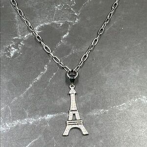 925 Sterling Eiffel Tower Pendant Necklace